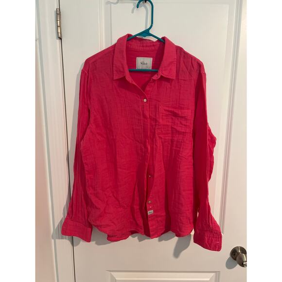 Rails Long Sleeve Button Top – Size XL – Hot Pink - Picture 1 of 6